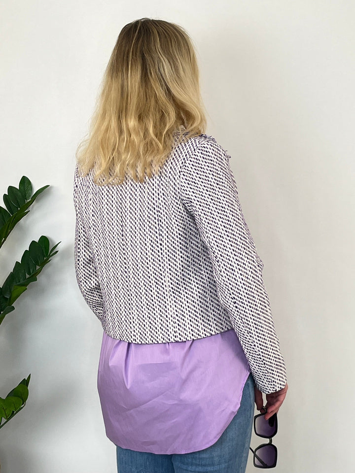 Jacquard-Blazer, lila-weiß von Bella Vita - Mode &amp; Lifestyle