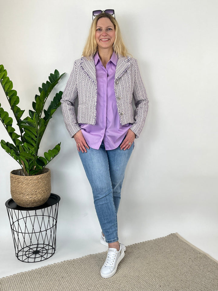 Jacquard-Blazer, lila-weiß von Bella Vita - Mode &amp; Lifestyle