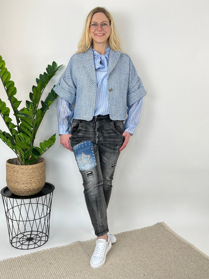 Jeans mit Applikation, black denim von Bella Vita - Mode &amp; Lifestyle