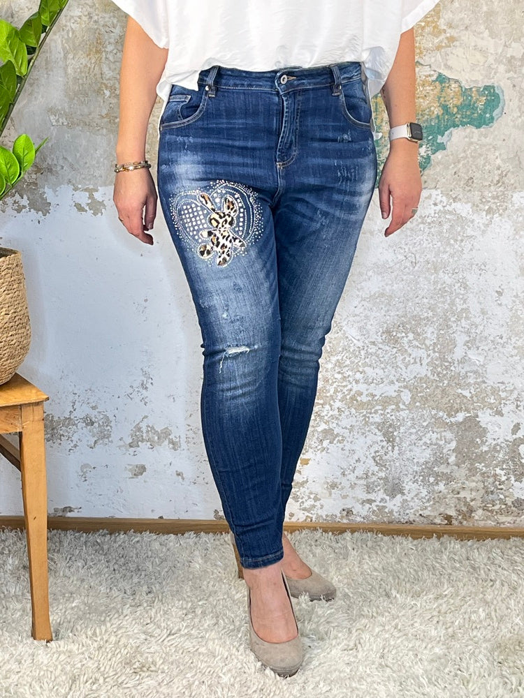 Jeans mit Herzapplikation, dark blue von Bella Vita - Mode & Lifestyle