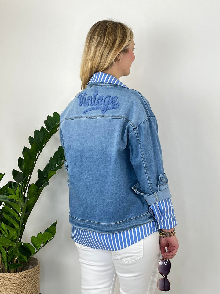 Jeansjacke Vintage mit Fransen, blue denim von Bella Vita - Mode &amp; Lifestyle
