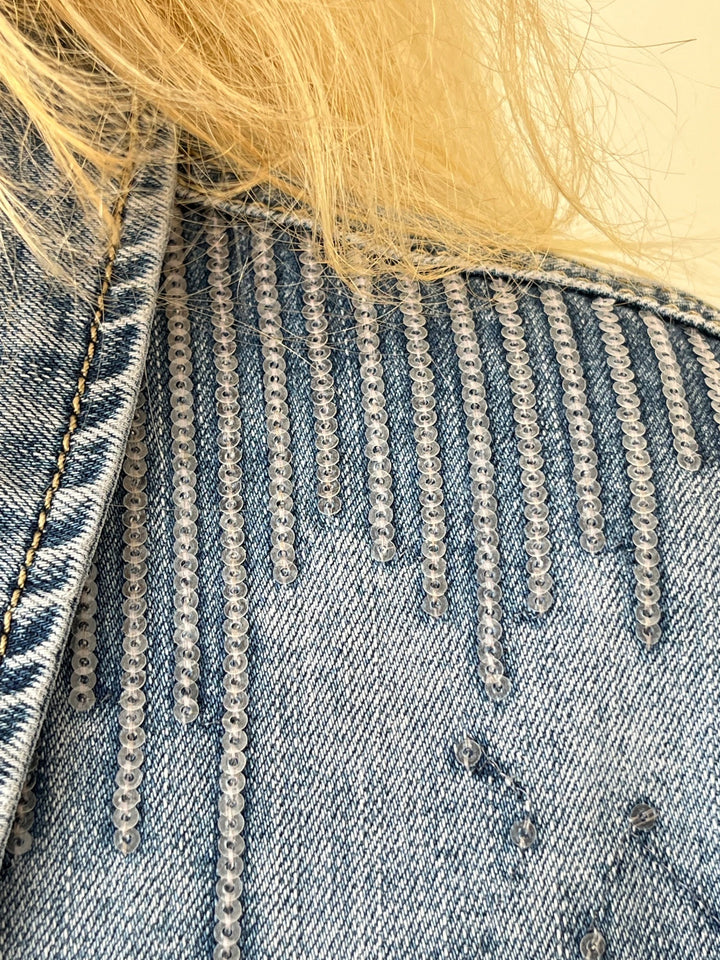 Jeansjacke mit Paillettenverzierung, blue denim von Bella Vita - Mode &amp; Lifestyle