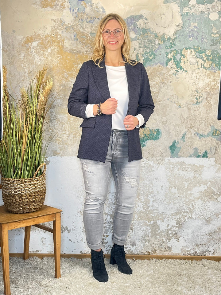Jersey-Blazer gepunktet, marine von Bella Vita - Mode &amp; Lifestyle