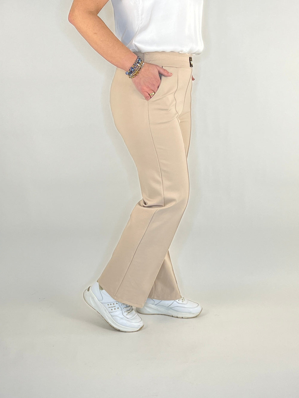 Jersey-Hose mit Biese, beige von Bella Vita - Mode & Lifestyle