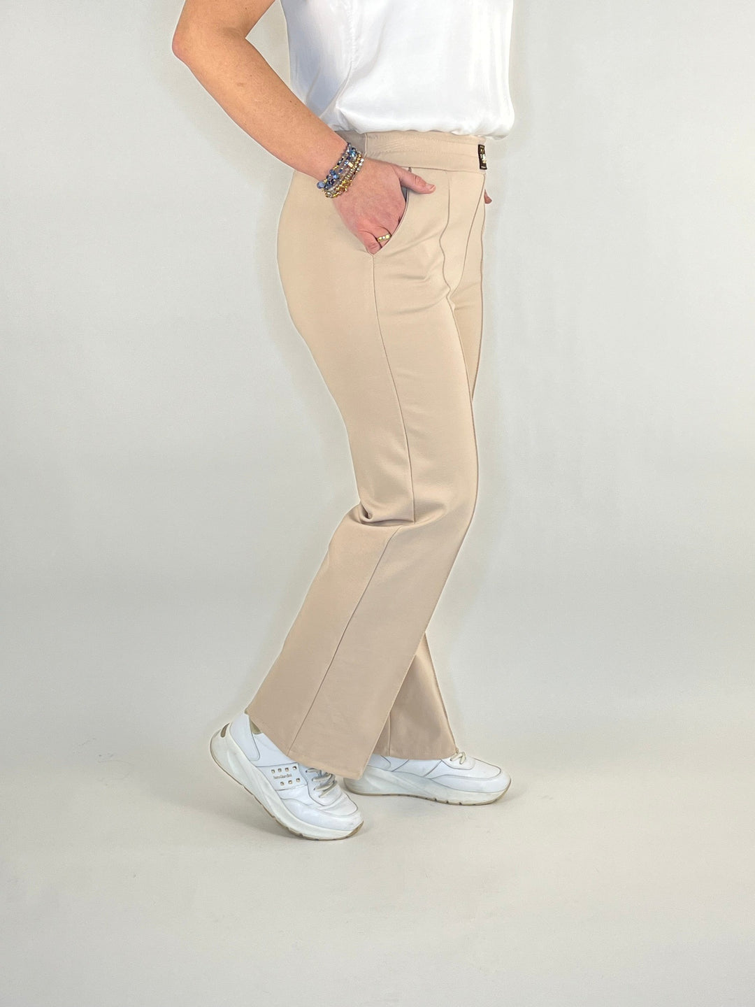 Jersey-Hose mit Biese, beige von Bella Vita - Mode &amp; Lifestyle