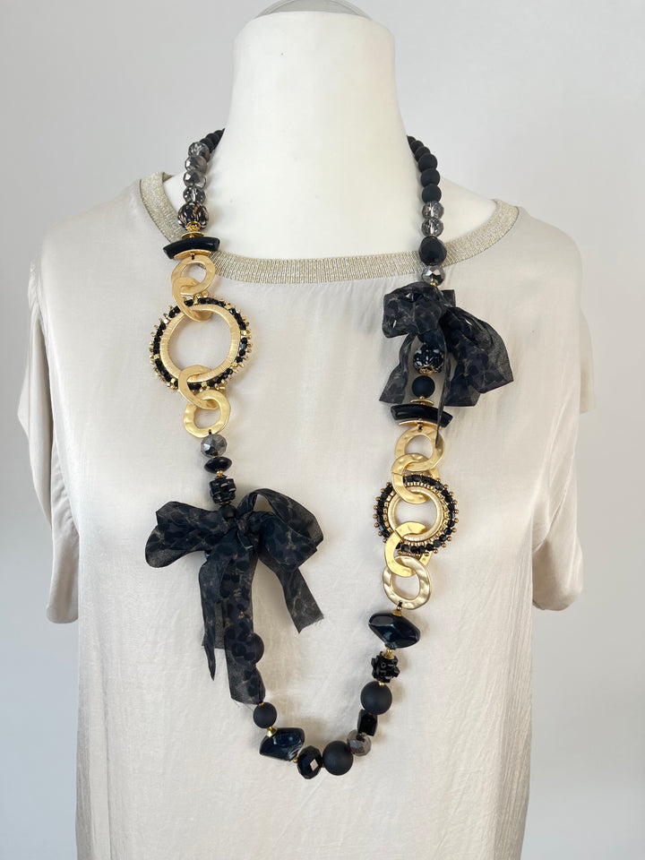 Kette Leo, grau-schwarz-gold von Bella Vita - Mode &amp; Lifestyle