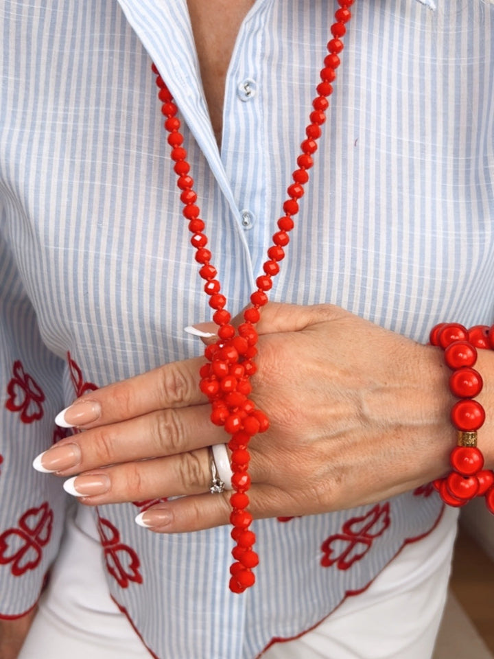 Kette aus Glassteinen, rot von Bella Vita - Mode &amp; Lifestyle