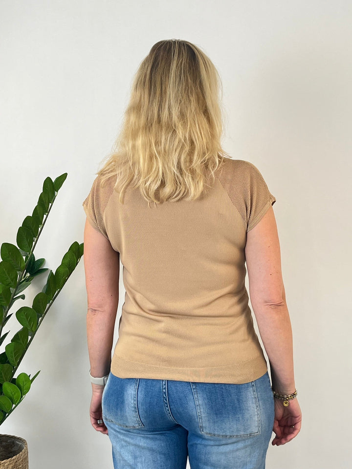 Kurzarm-Pullover mit Netzeinsatz oben von Bella Vita - Mode &amp; Lifestyle