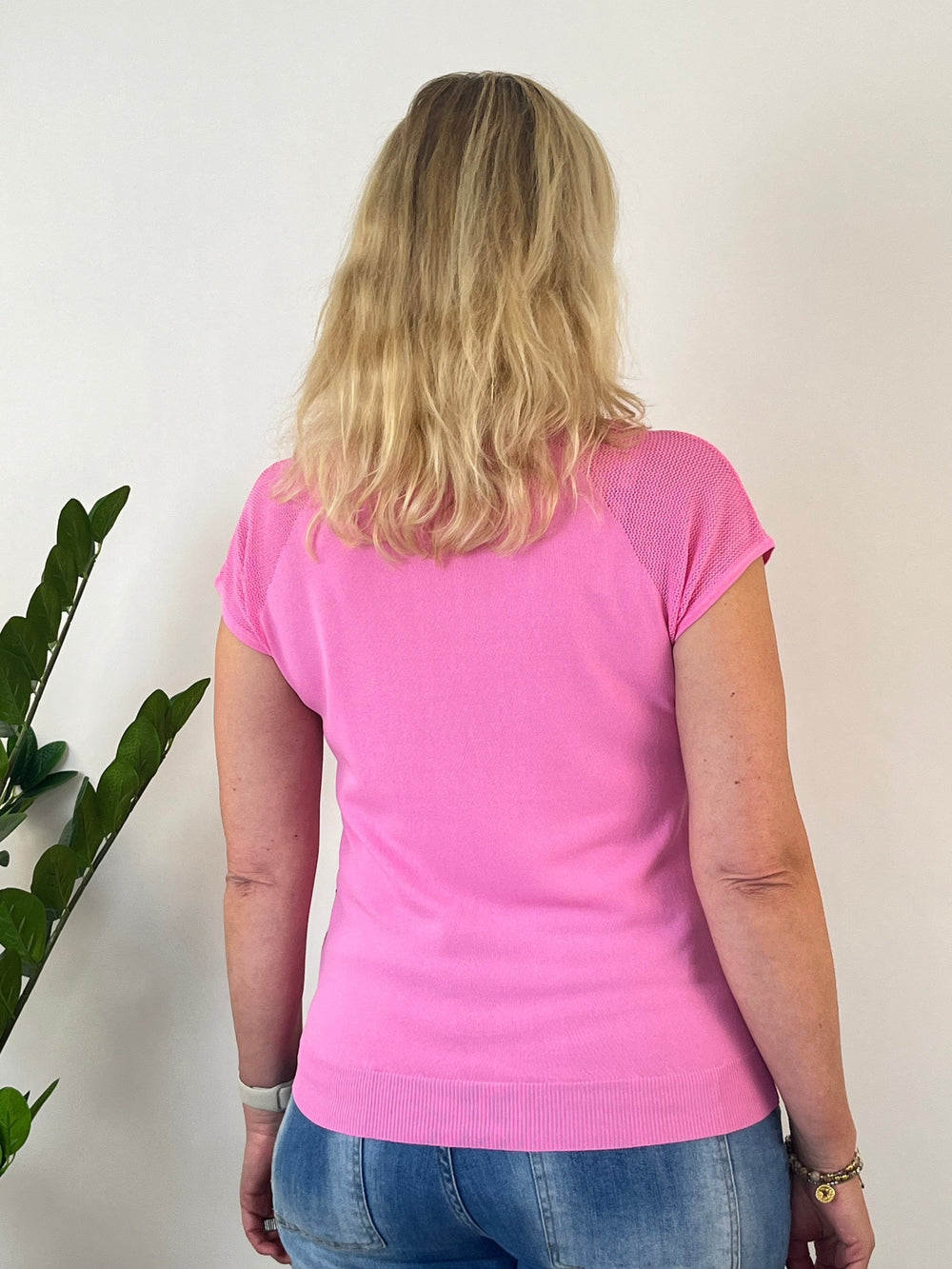 Kurzarm-Pullover mit Netzeinsatz oben von Bella Vita - Mode & Lifestyle