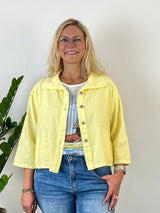 Kurzjacke mit Steinchenverzierung, gelb von Bella Vita - Mode & Lifestyle