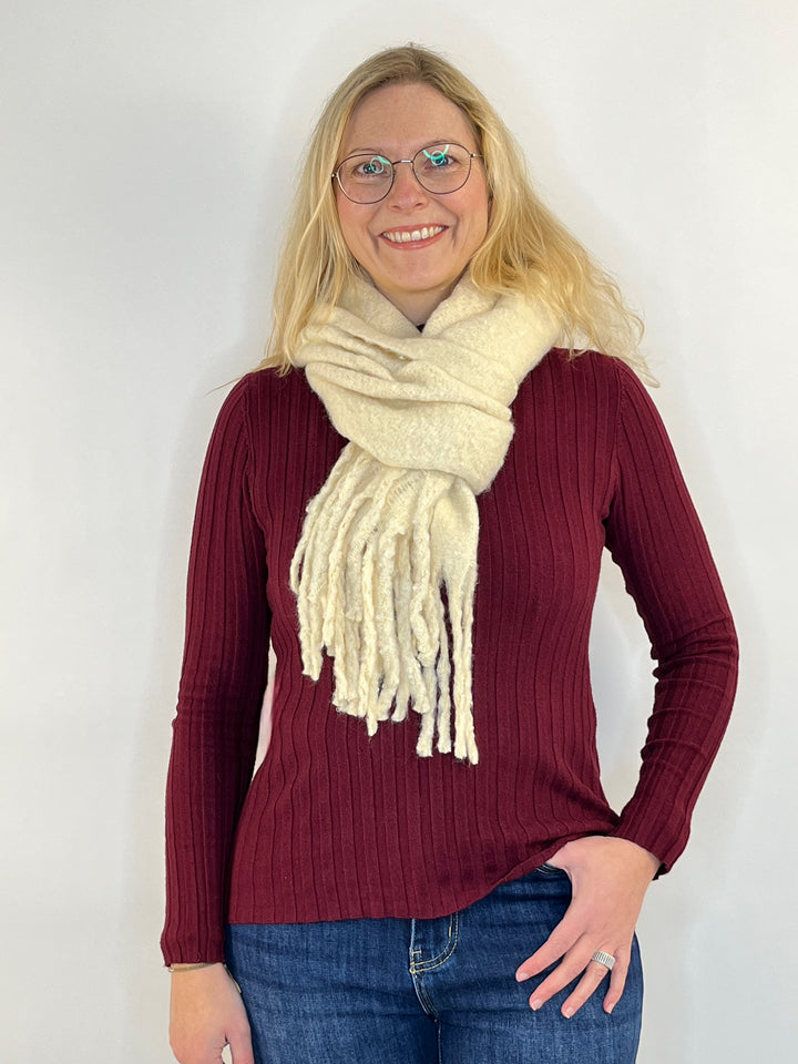 Kuschelschal mit Fransen, beige von Bella Vita - Mode &amp; Lifestyle