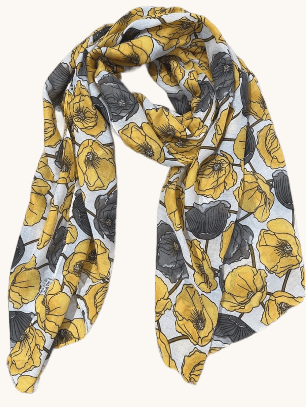 Leichter Schal aus Viskose, floral, gelb-grau von Bella Vita - Mode & Lifestyle