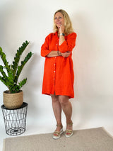 Leinen-Hemdblusenkleid, orange von Bella Vita - Mode & Lifestyle