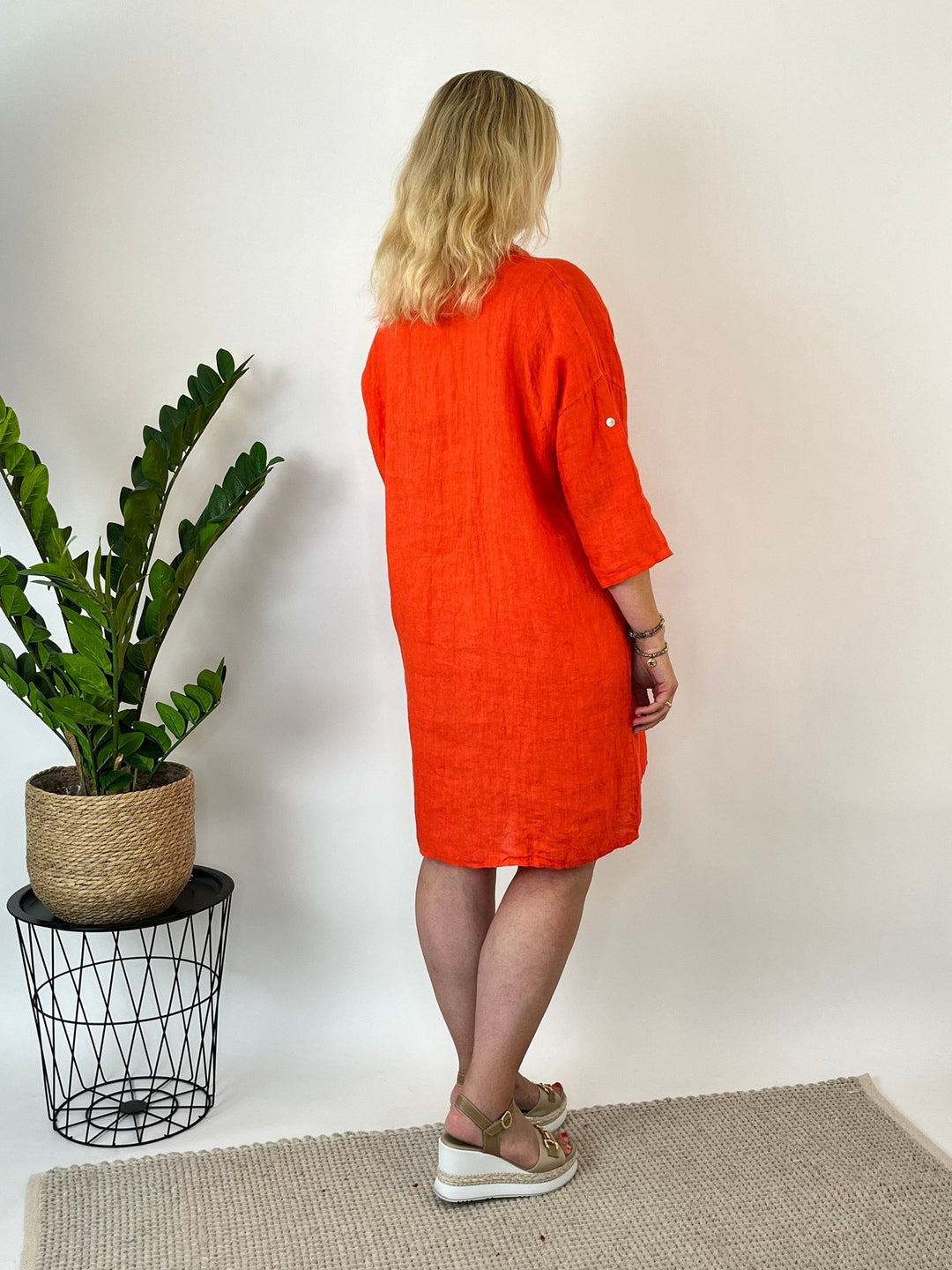 Leinen-Hemdblusenkleid, orange von Bella Vita - Mode &amp; Lifestyle