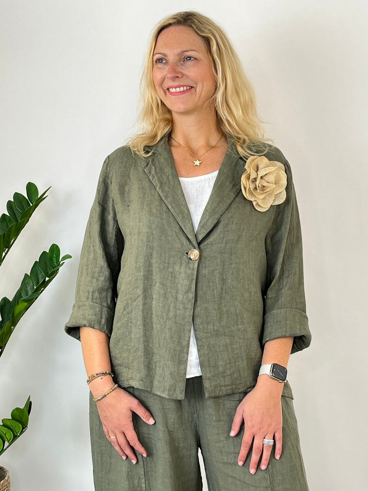 Leinenblazer "Easy Summer", khaki von Bella Vita - Mode &amp; Lifestyle