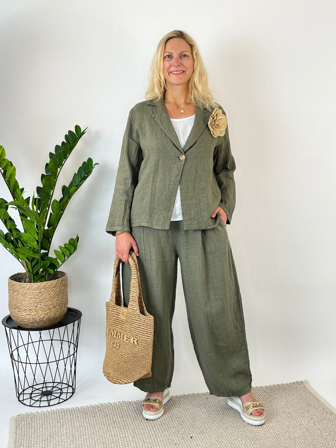 Leinenblazer "Easy Summer", khaki von Bella Vita - Mode &amp; Lifestyle