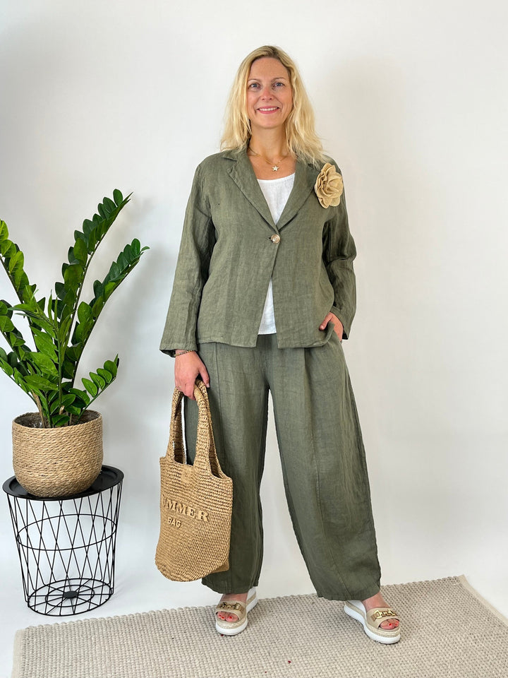 Leinenblazer "Easy Summer", khaki von Bella Vita - Mode &amp; Lifestyle