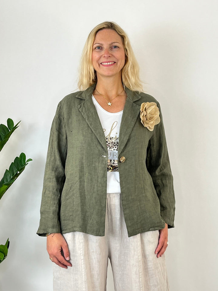 Leinenblazer "Easy Summer", khaki von Bella Vita - Mode &amp; Lifestyle