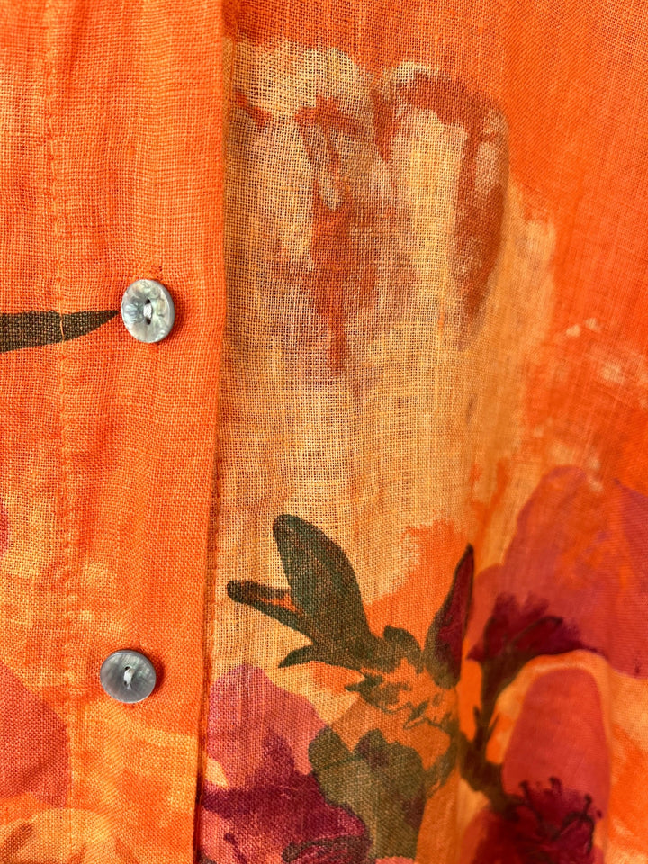 Leinenbluse "Floral Summer", orange von Bella Vita - Mode &amp; Lifestyle