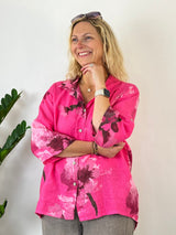 Leinenbluse "Floral Summer", pink von Bella Vita - Mode & Lifestyle