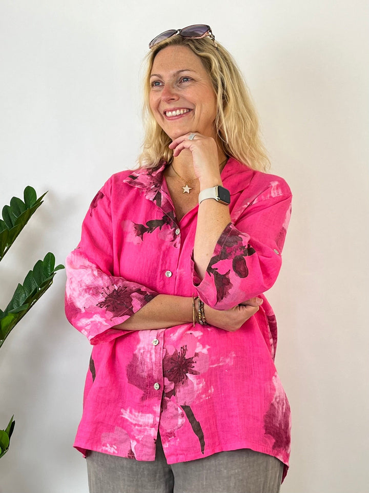 Leinenbluse "Floral Summer", pink von Bella Vita - Mode &amp; Lifestyle