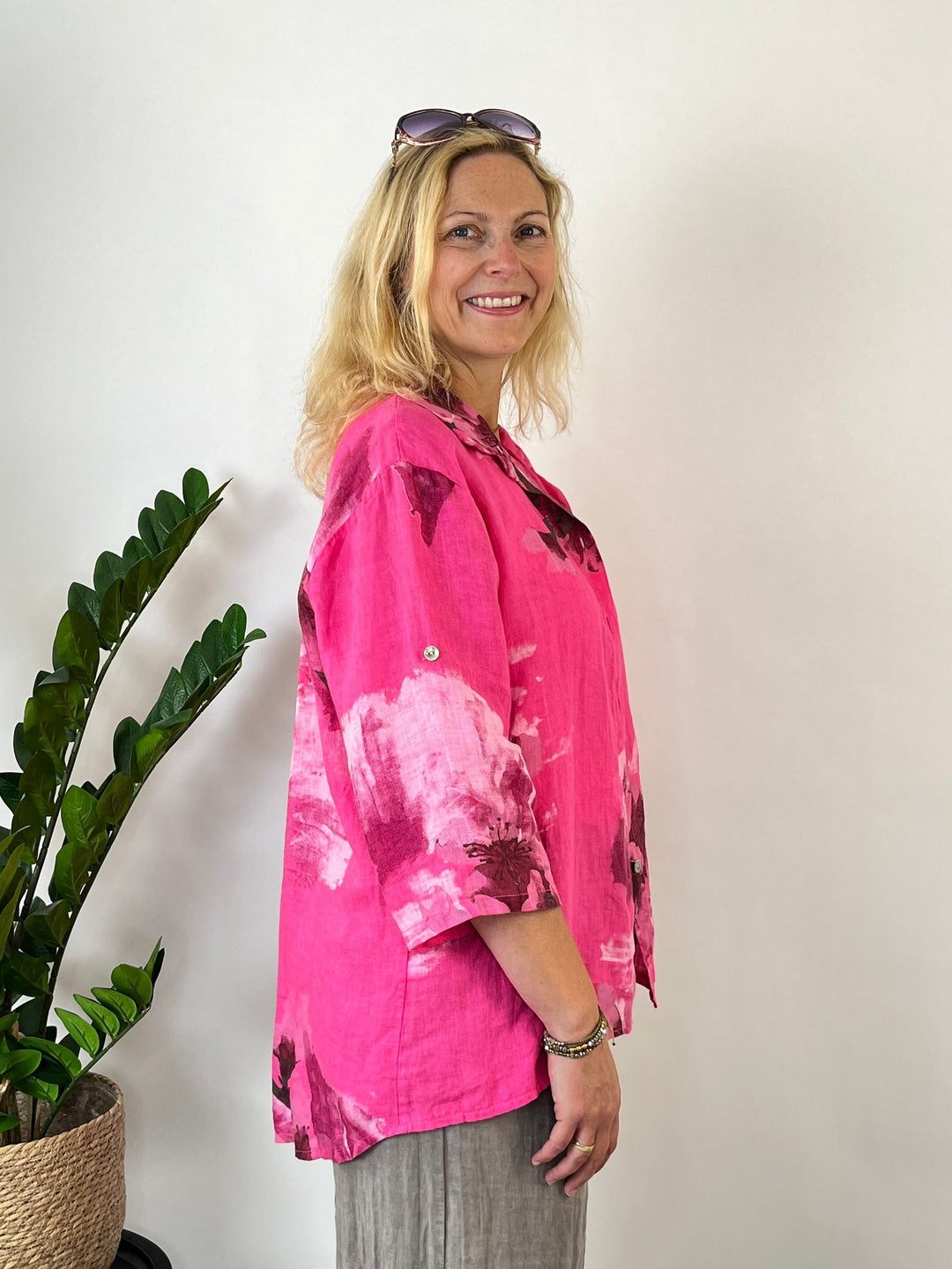 Leinenbluse "Floral Summer", pink von Bella Vita - Mode &amp; Lifestyle