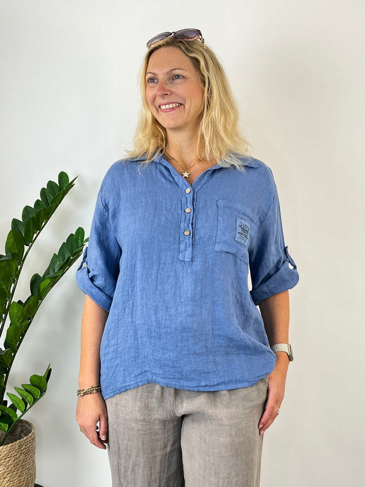 Leinenbluse "Pure Summer", jeansblau von Bella Vita - Mode &amp; Lifestyle