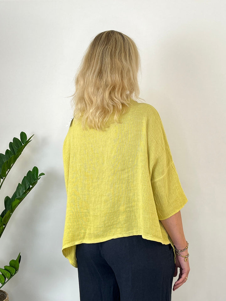 Leinenbluse in Strukturware, gelb von Bella Vita - Mode &amp; Lifestyle