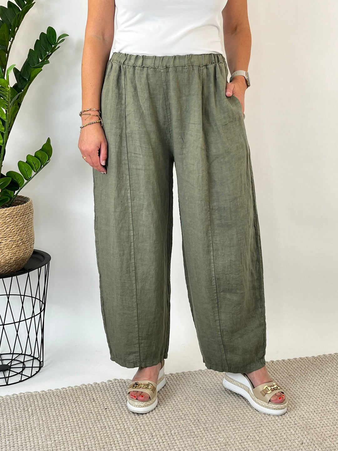 Leinenhose "Easy Summer", khaki von Bella Vita - Mode &amp; Lifestyle