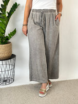 Leinenhose mit weitem Bein, taupe von Bella Vita - Mode & Lifestyle