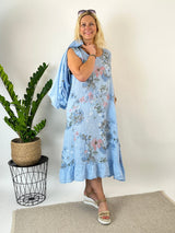 Leinenkleid mit floralem Print, hellblau von Bella Vita - Mode & Lifestyle