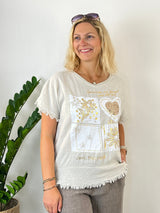 Leinenshirt "Golden Heart", beige von Bella Vita - Mode & Lifestyle