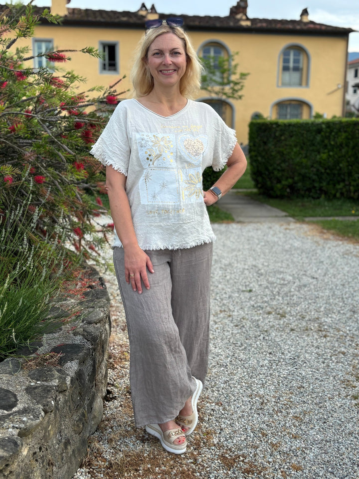 Leinenshirt "Golden Heart", beige von Bella Vita - Mode &amp; Lifestyle