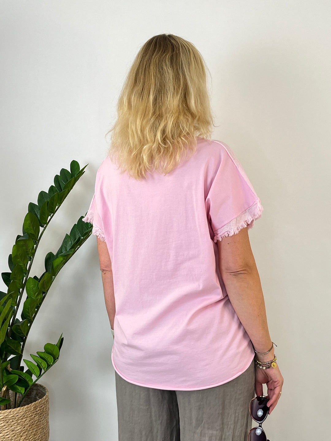 Leinenshirt "Golden Heart", rosa von Bella Vita - Mode &amp; Lifestyle
