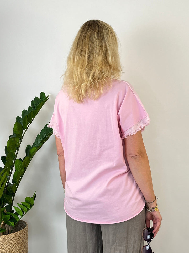 Leinenshirt "Golden Heart", rosa von Bella Vita - Mode &amp; Lifestyle
