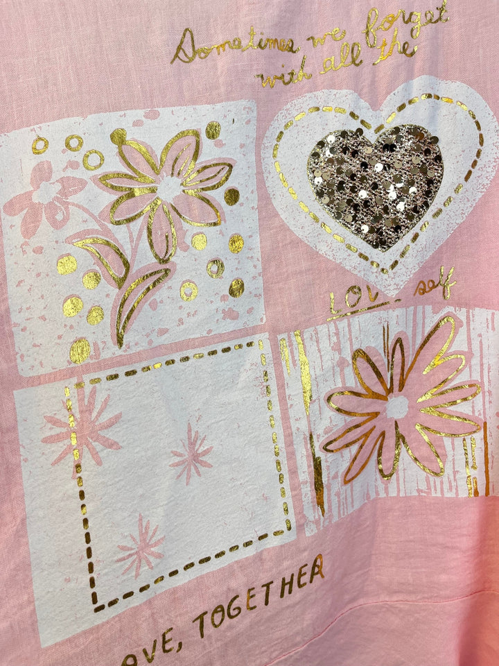 Leinenshirt "Golden Heart", rosa von Bella Vita - Mode &amp; Lifestyle