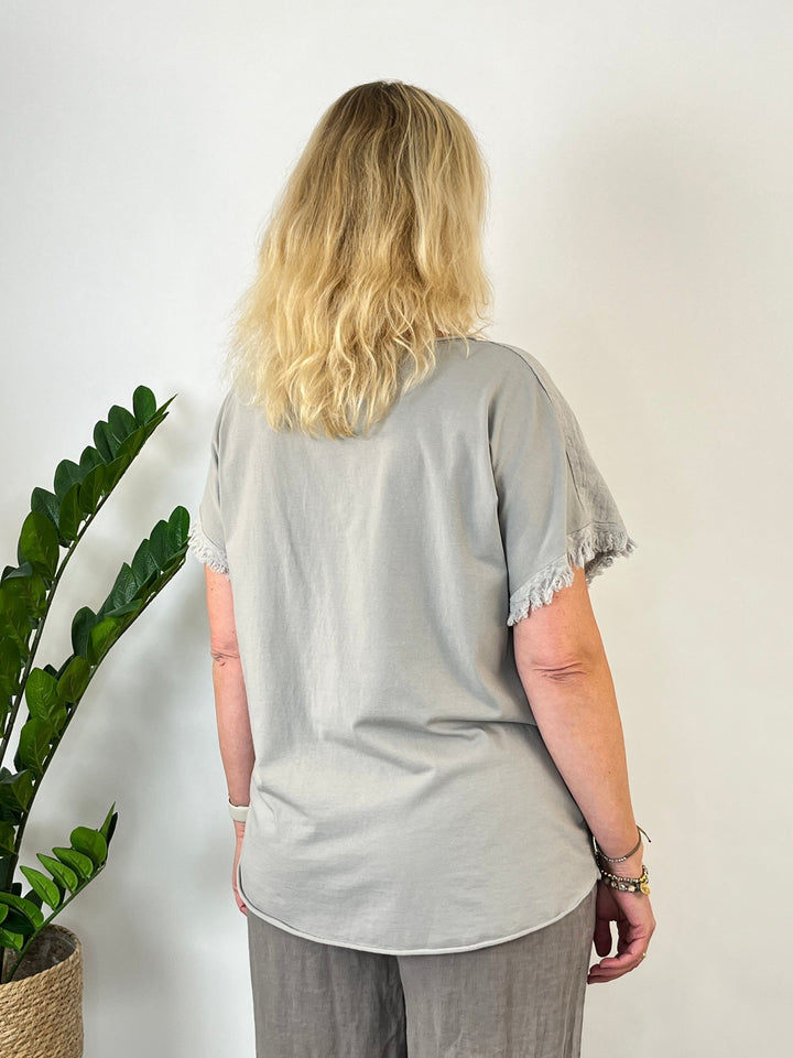 Leinenshirt "Golden Heart", taupe von Bella Vita - Mode &amp; Lifestyle