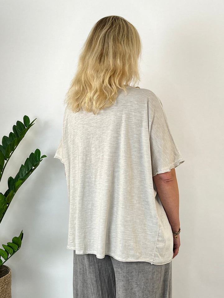 Leinenshirt im Materialmix, beige von Bella Vita - Mode &amp; Lifestyle