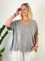 Leinenshirt im Materialmix, taupe von Bella Vita - Mode & Lifestyle