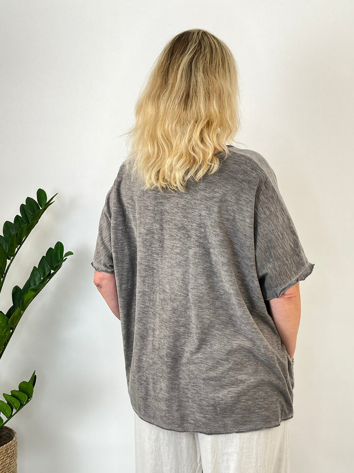 Leinenshirt im Materialmix, taupe von Bella Vita - Mode &amp; Lifestyle