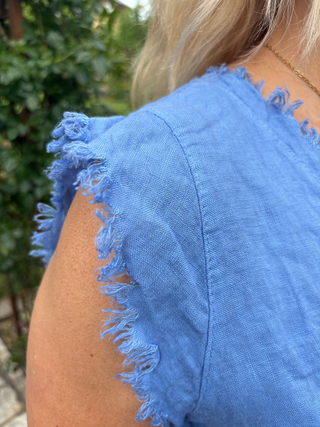 Leinentop mit Fransen, blau von Bella Vita - Mode &amp; Lifestyle