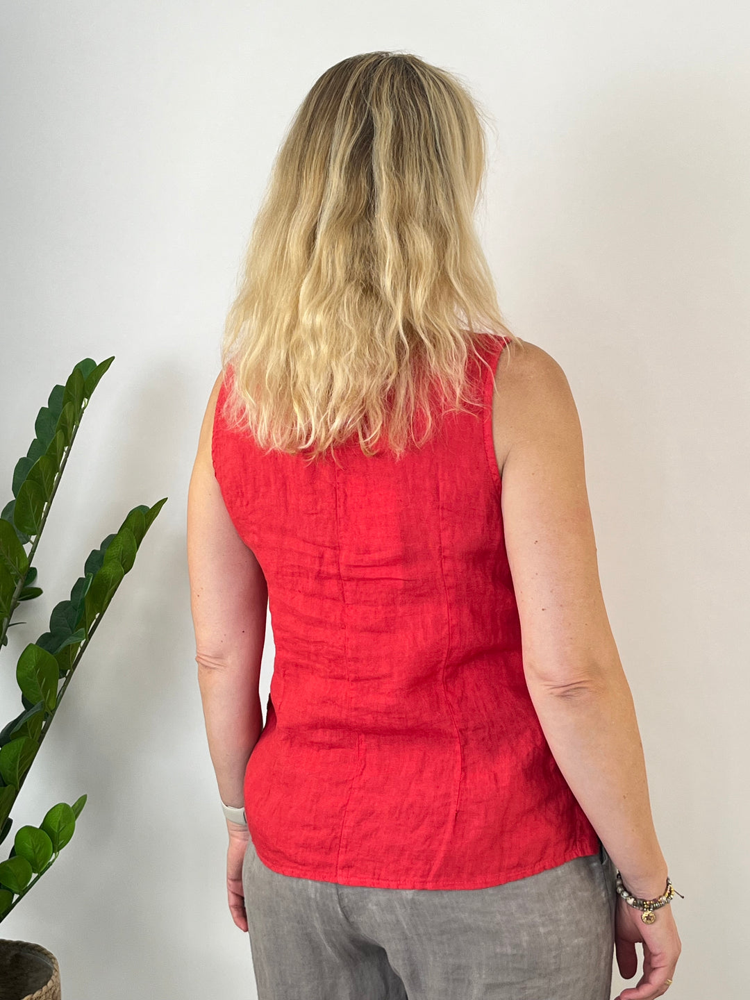 Leinentop mit Zierknöpfen, rot von Bella Vita - Mode &amp; Lifestyle