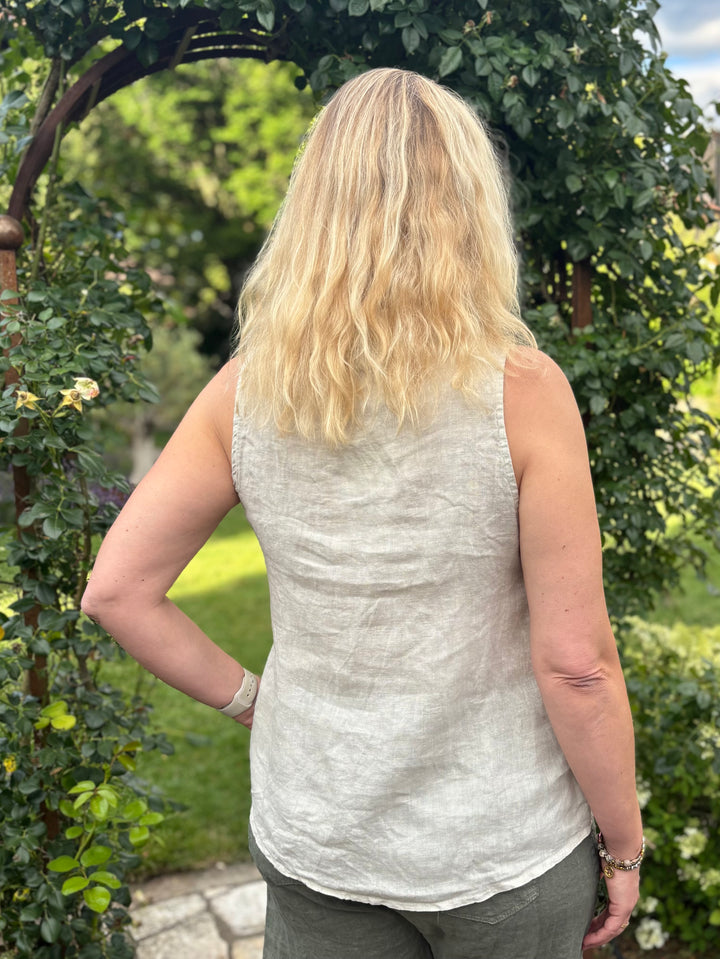 Leinentop mit weitem Kragen, beige von Bella Vita - Mode &amp; Lifestyle