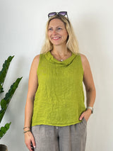 Leinentop mit weitem Kragen, grün von Bella Vita - Mode & Lifestyle