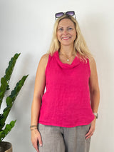 Leinentop mit weitem Kragen, pink von Bella Vita - Mode & Lifestyle