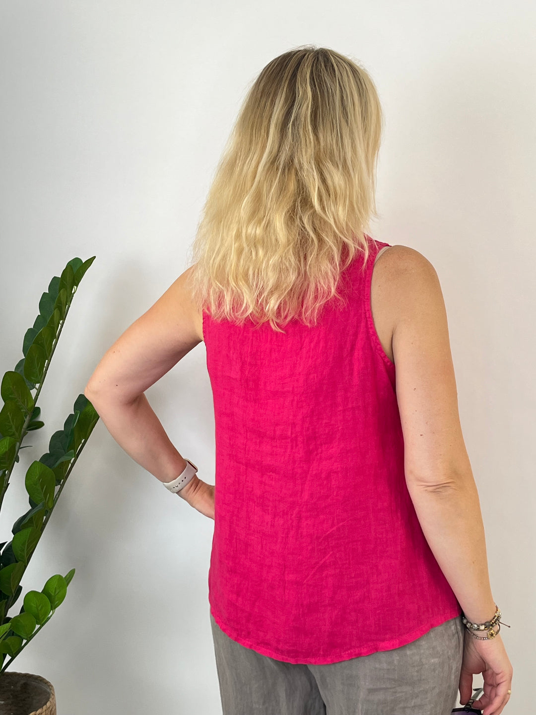 Leinentop mit weitem Kragen, pink von Bella Vita - Mode &amp; Lifestyle
