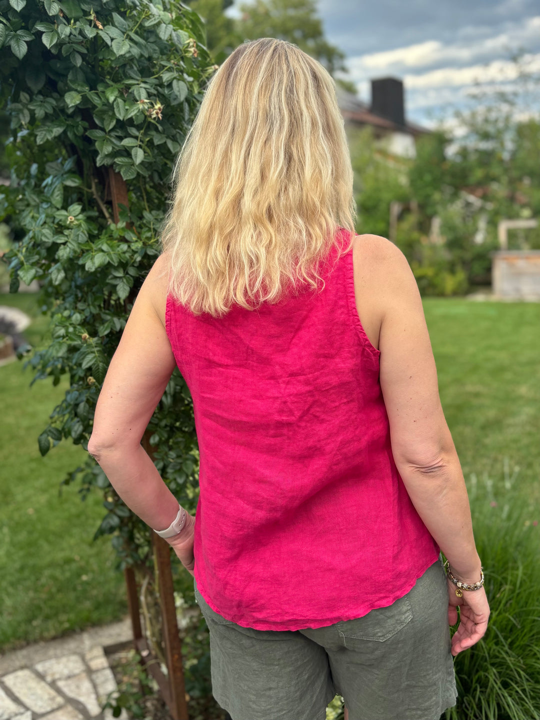 Leinentop mit weitem Kragen, pink von Bella Vita - Mode &amp; Lifestyle