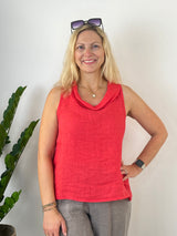 Leinentop mit weitem Kragen, rot von Bella Vita - Mode & Lifestyle