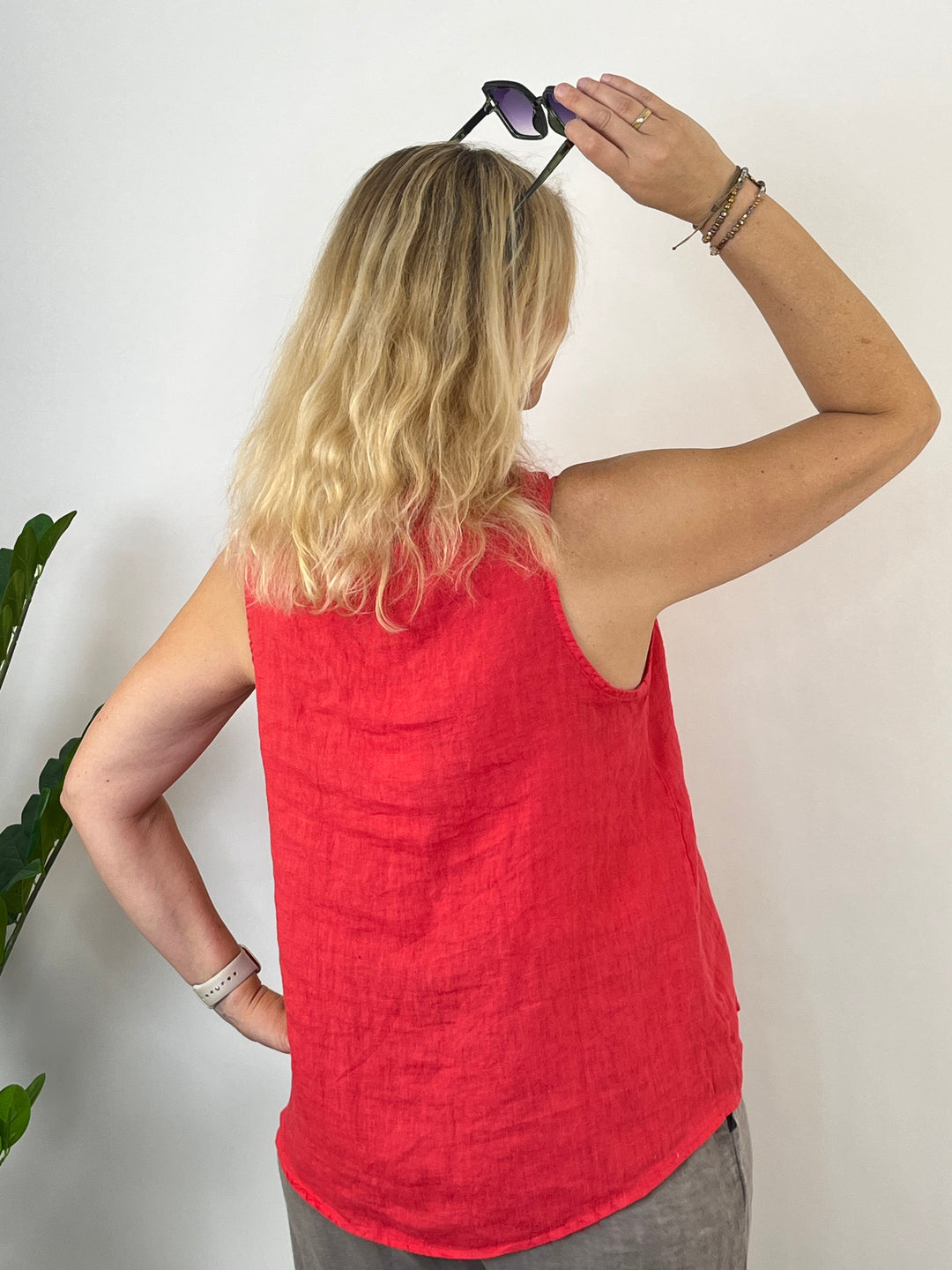 Leinentop mit weitem Kragen, rot von Bella Vita - Mode &amp; Lifestyle