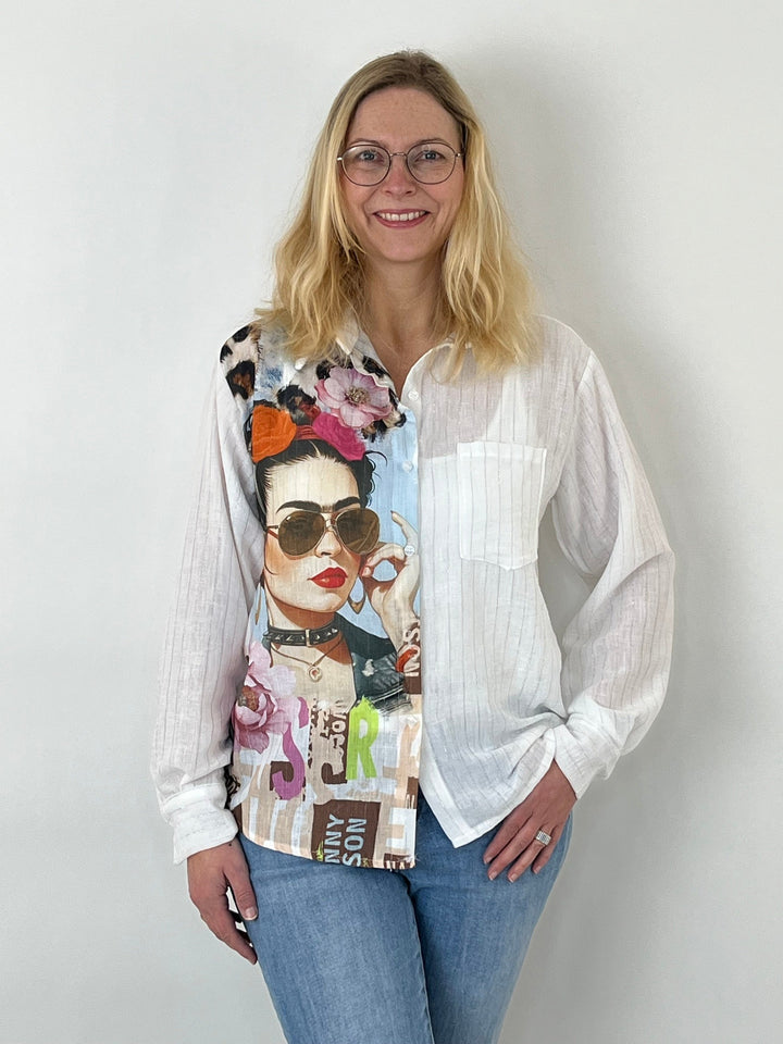 Longbluse mit Fashionprint, weiß von Bella Vita - Mode &amp; Lifestyle